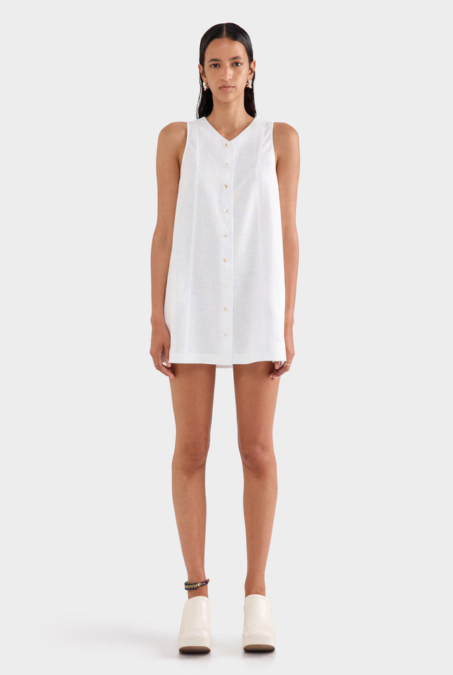 Linen A-Line Dress - Off White