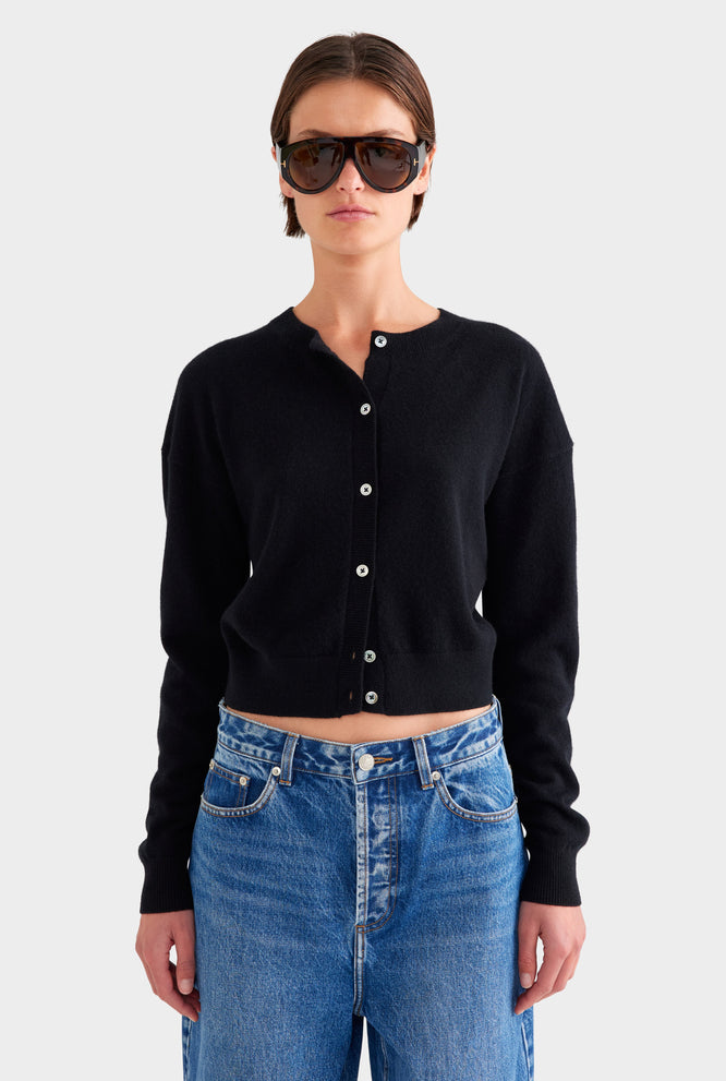Dropshoulder Cashmere Cardigan - Charcoal