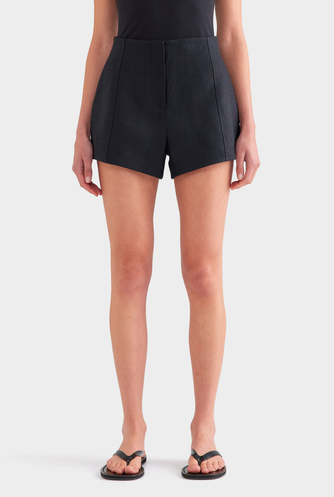 Tailored Linen Short - Black
