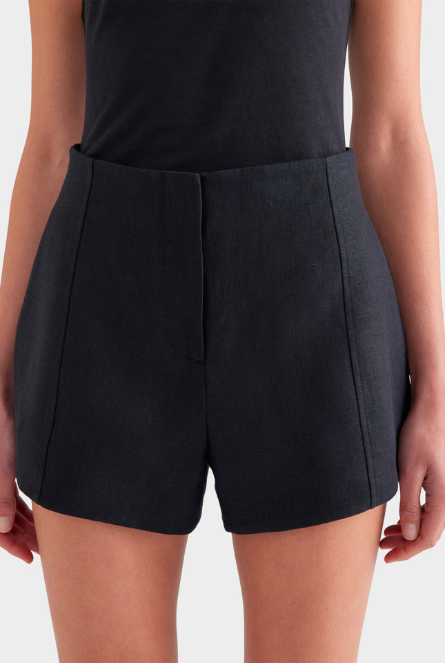 Tailored Linen Short - Black