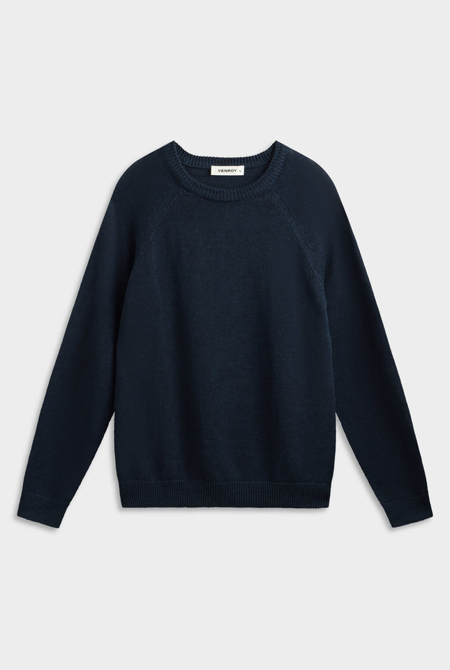 Linen Raglan Sweater - Navy
