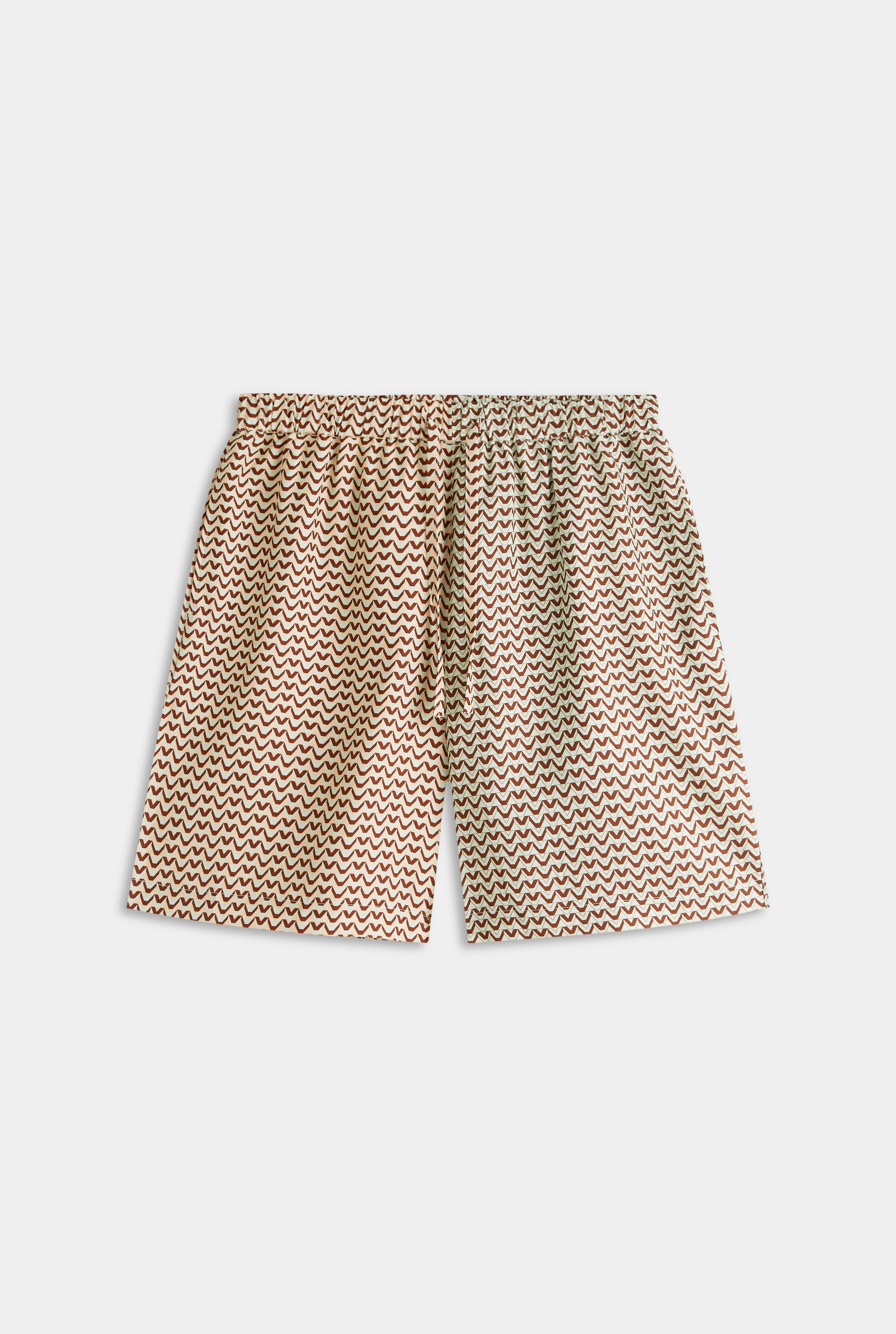 Relaxed Tencel Bermuda Short - Pale Aqua/Peach Spliced V Monogram