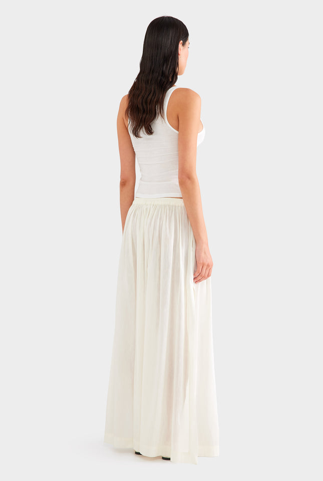 Silk Linen Maxi Skirt - Off White