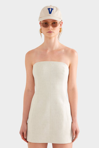 Strapless Linen Mini Dress - Sand