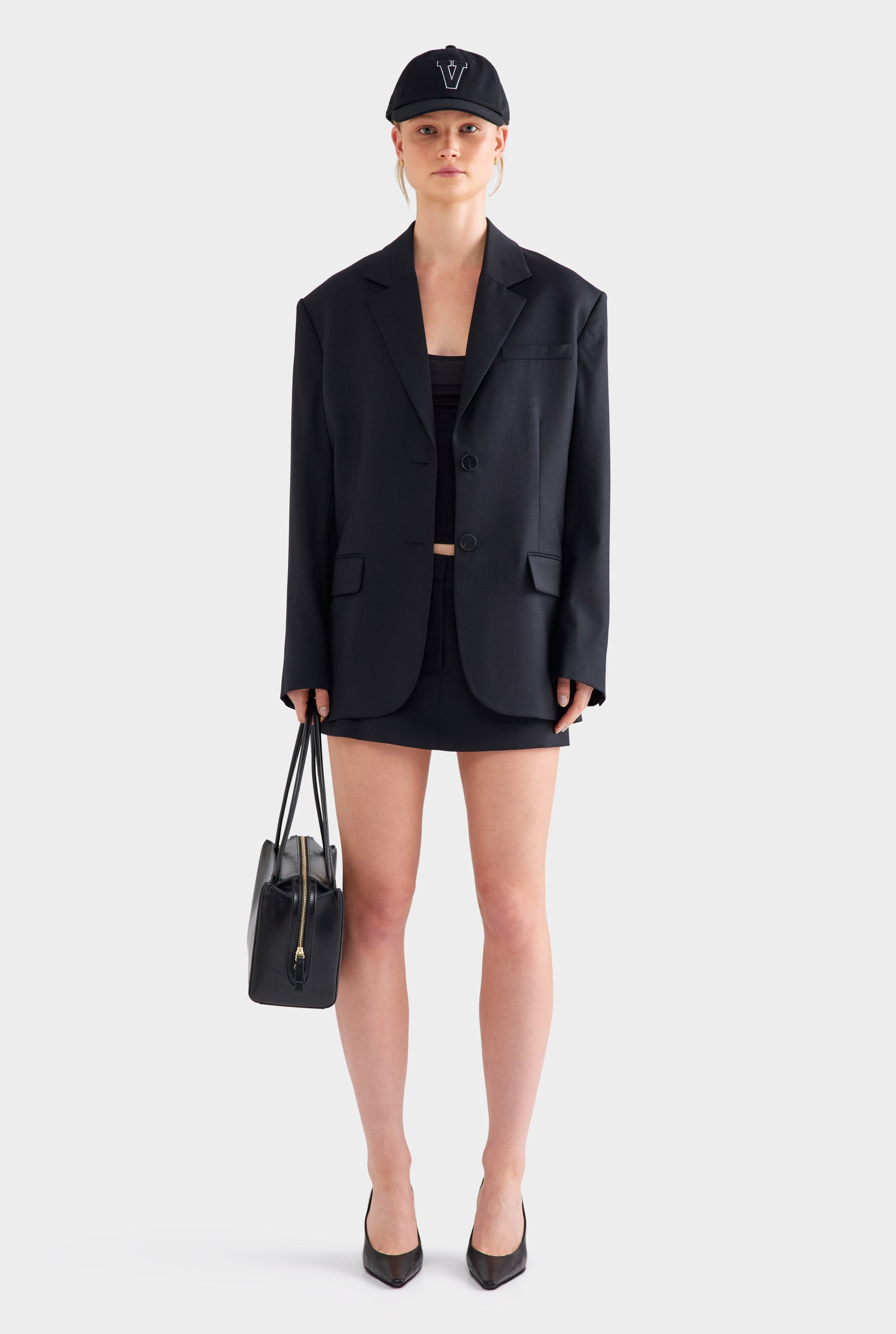 Tailored Wool Mini Skirt - Black