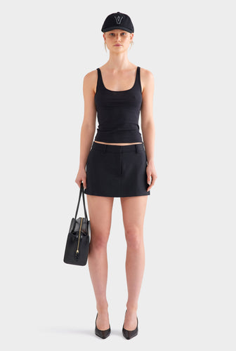 Tailored Wool Mini Skirt - Black