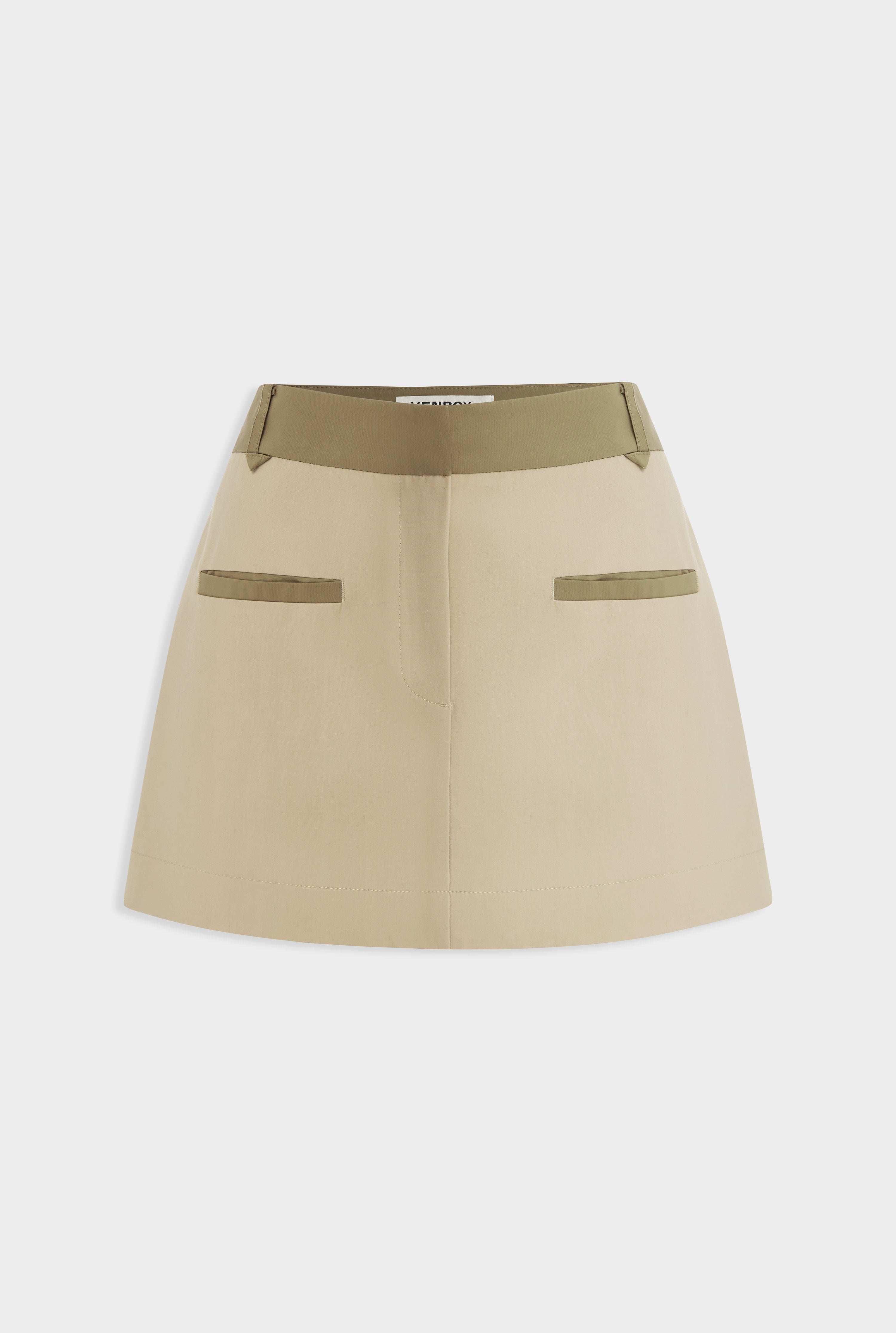 Contrast Mini Skirt - Beige