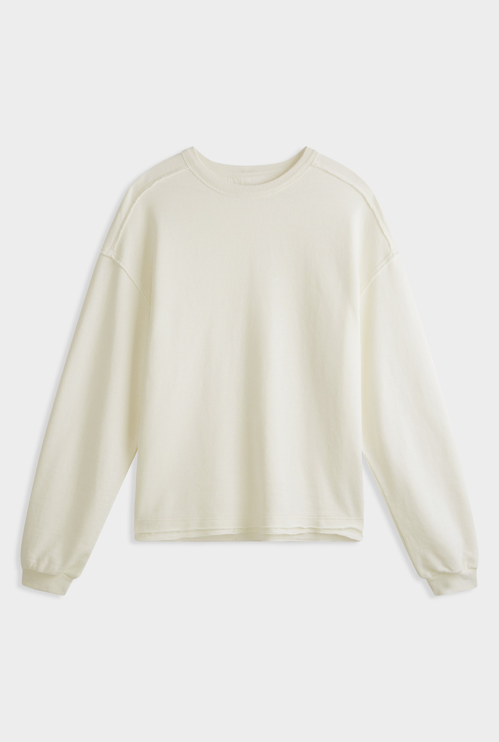 Organic Cotton Raw Edge Crewneck Sweater - Cream