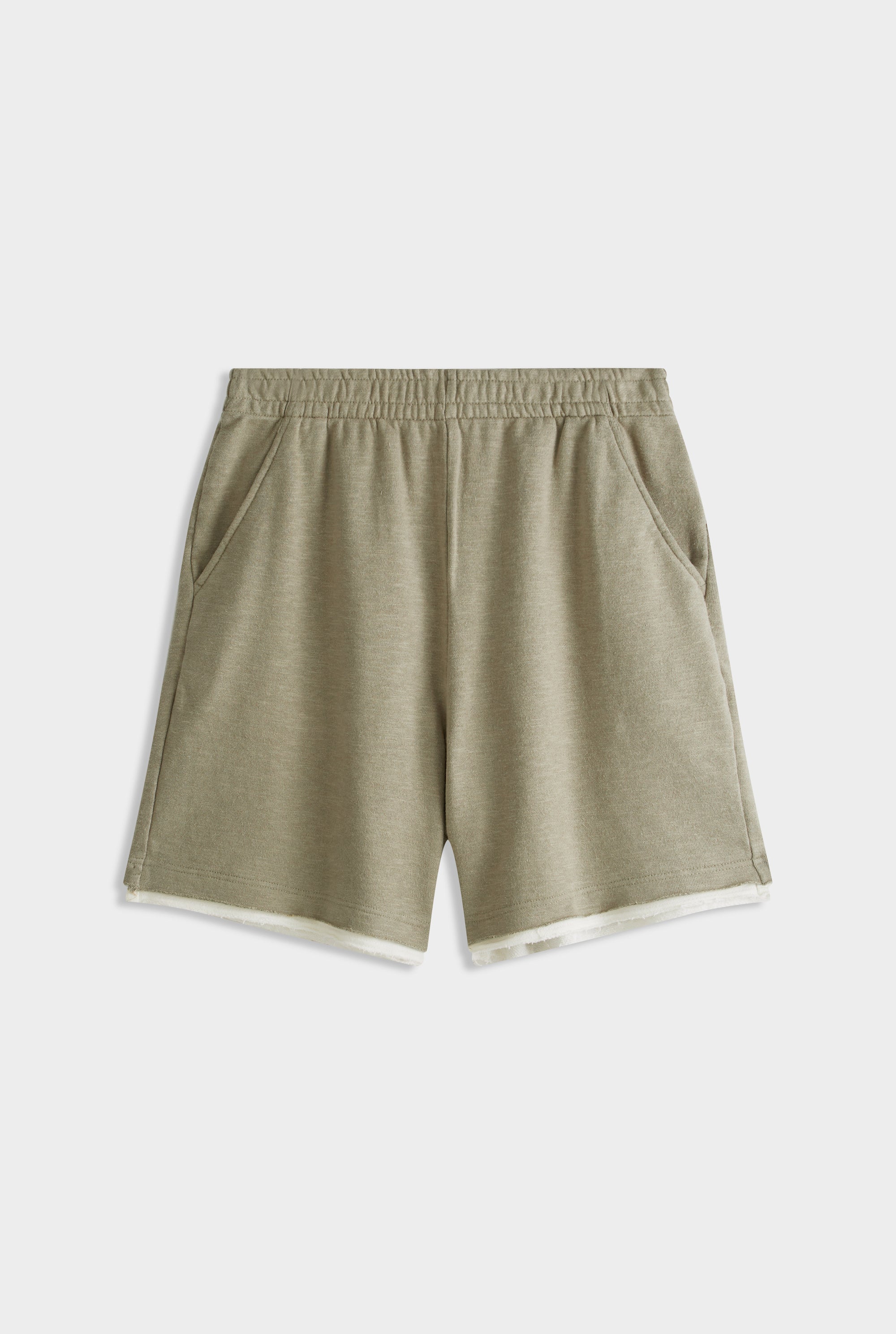 Organic Cotton Raw Edge Track Short - Walnut/Cream