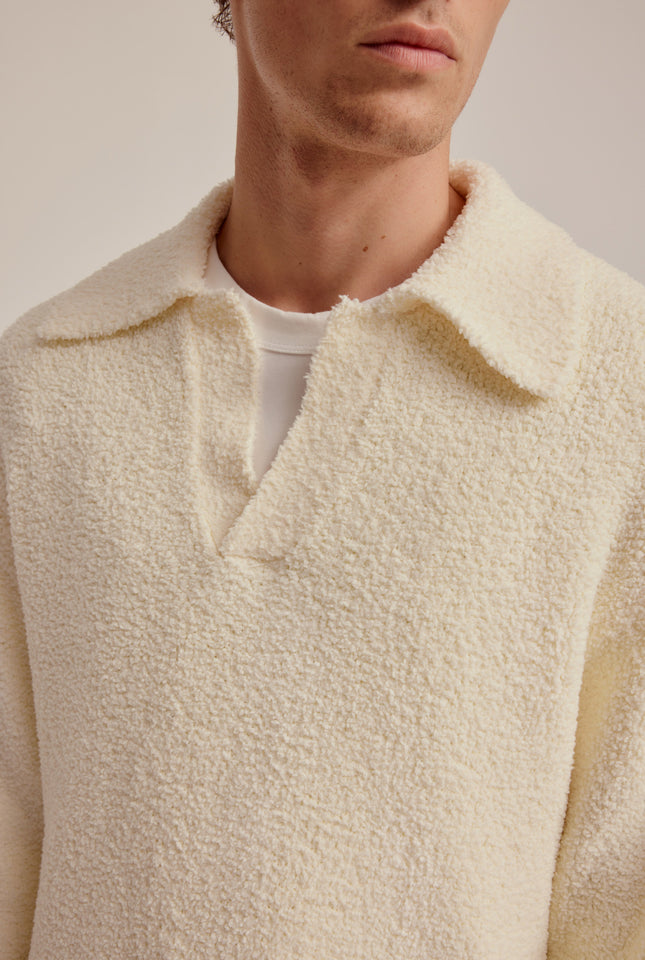 Boucle Open Neck Sweater - Cream