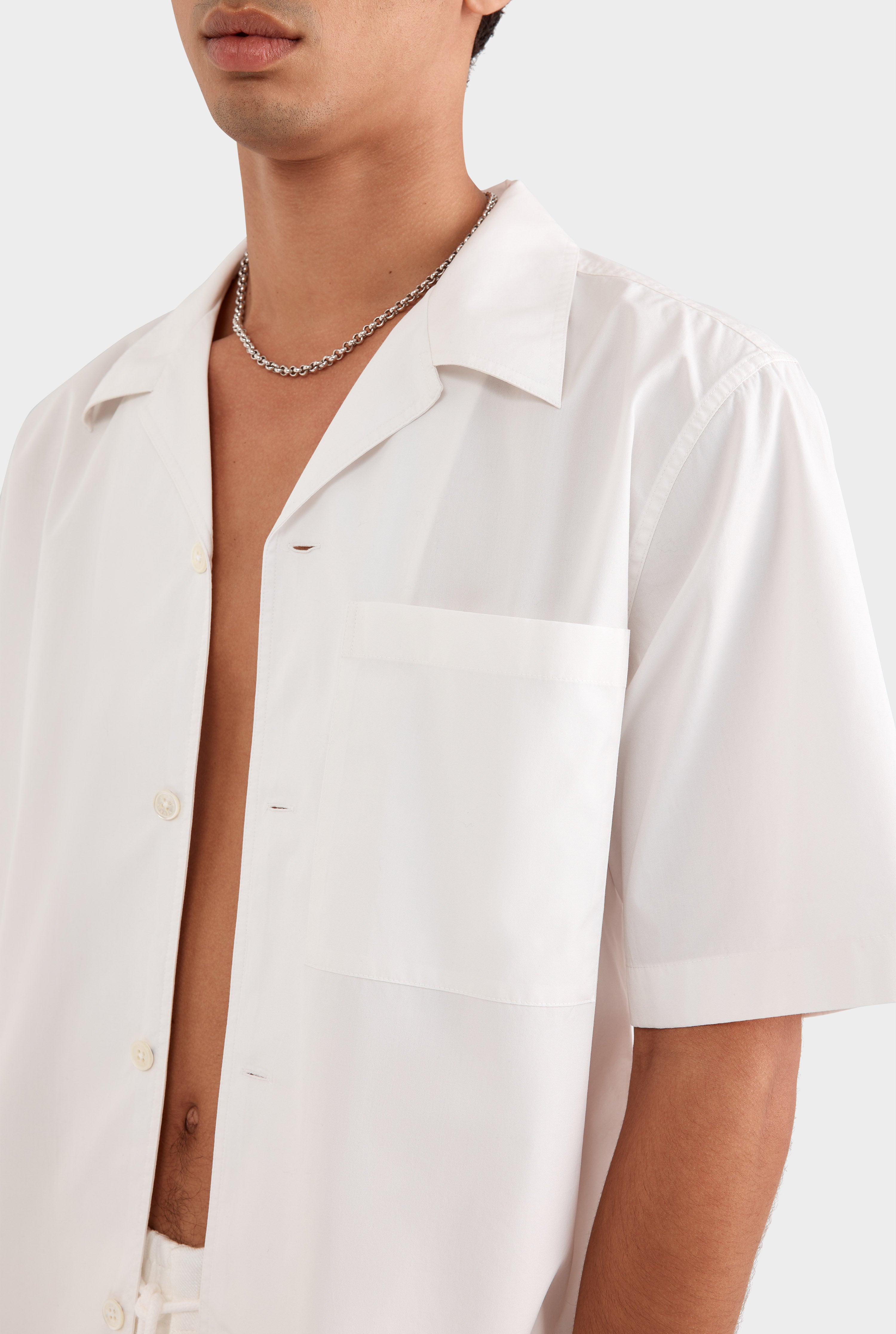 Boxy Cotton Camp Collar - Off White