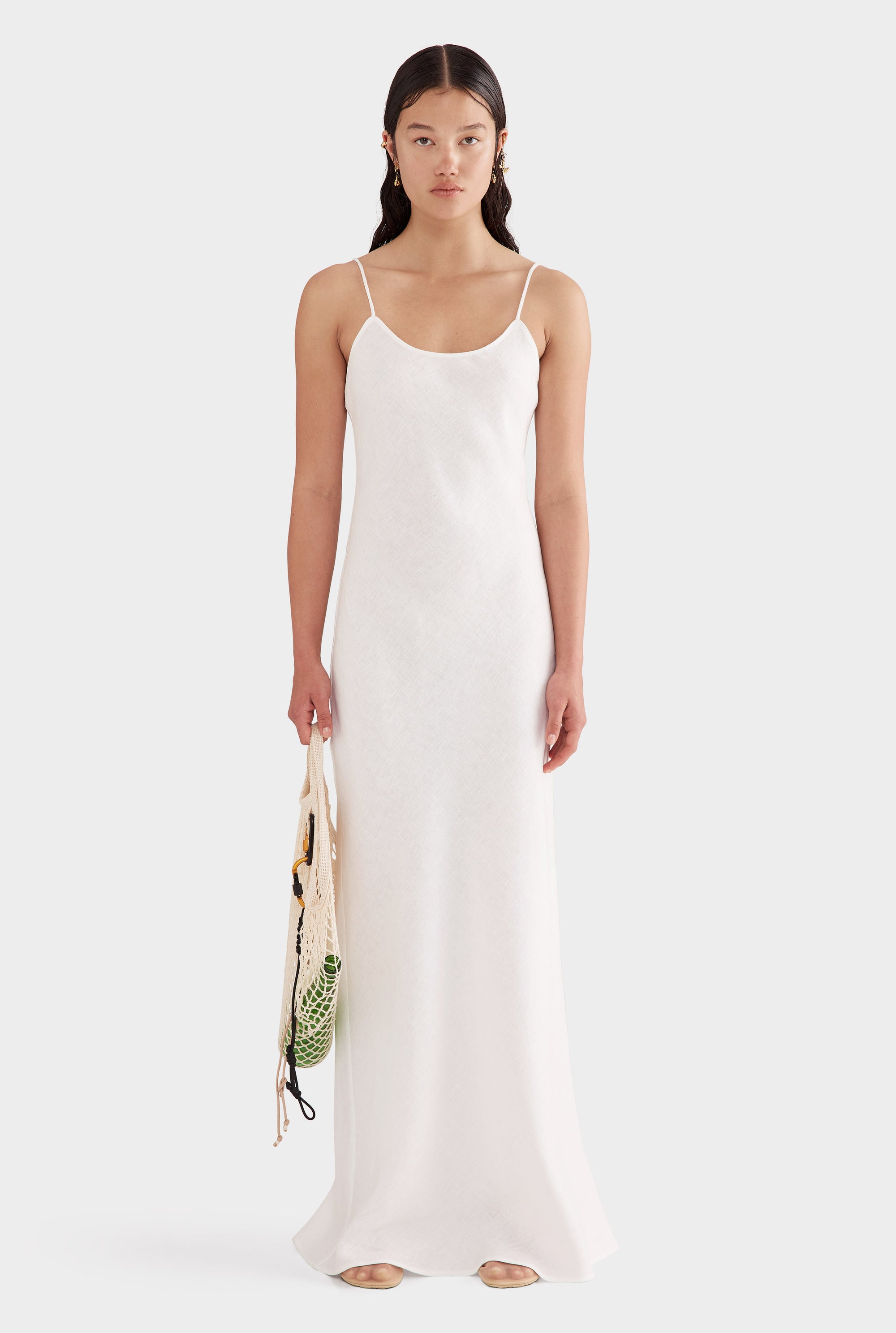 Linen Slip Dress - White