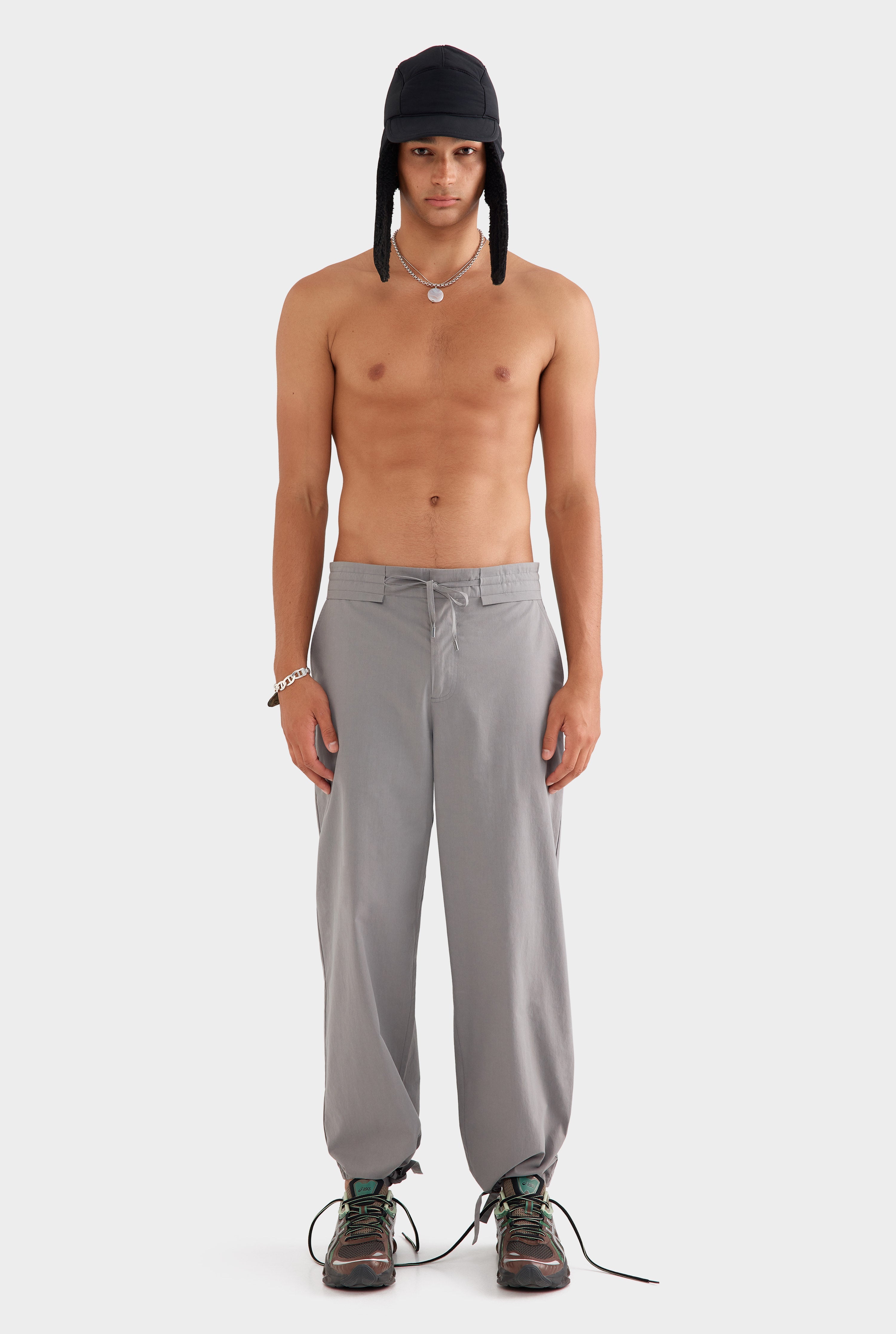 Cotton Paperbag Trouser - Steel Grey