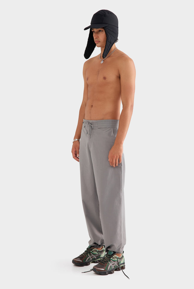 Cotton Paperbag Trouser - Steel Grey