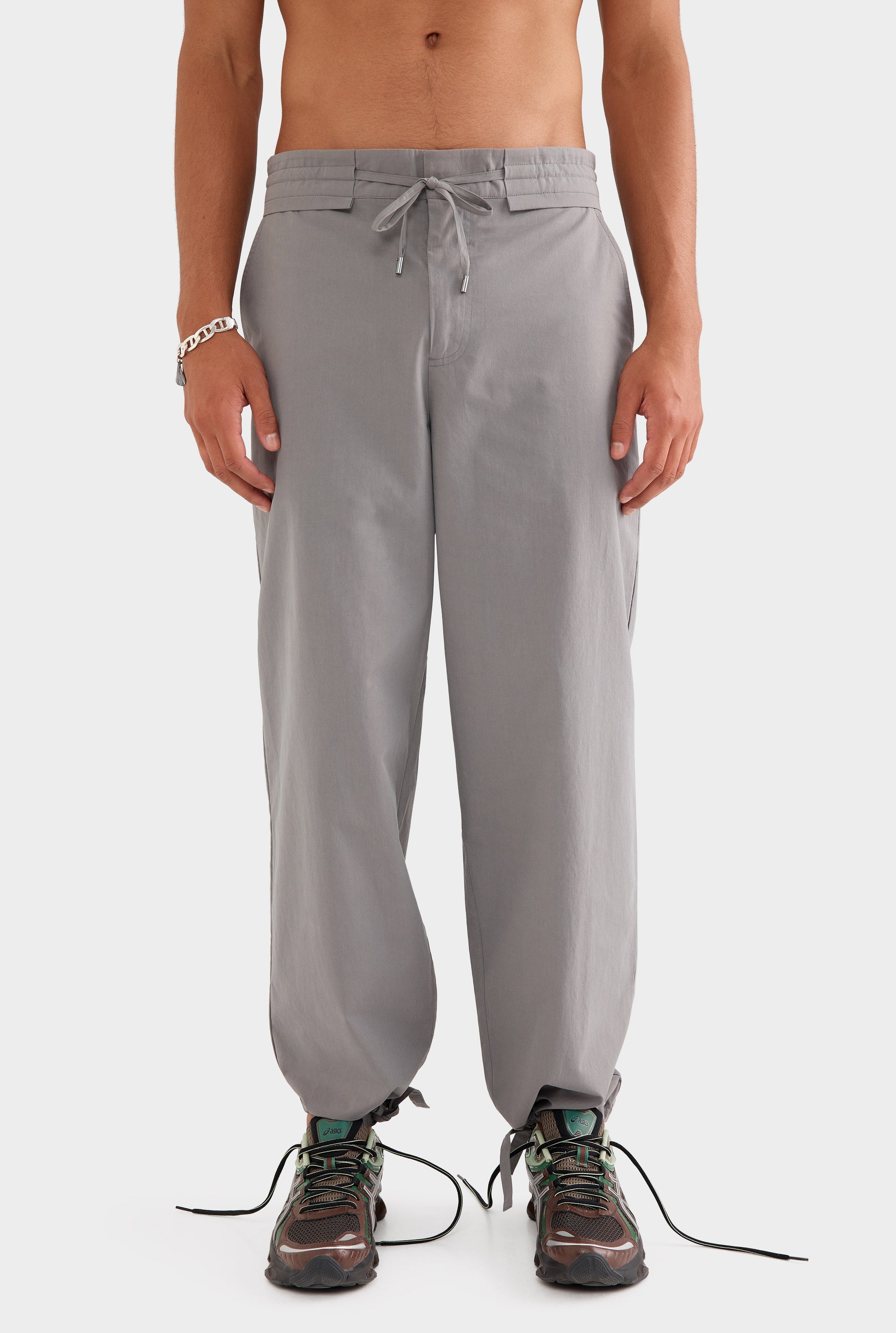 Cotton Paperbag Trouser - Steel Grey