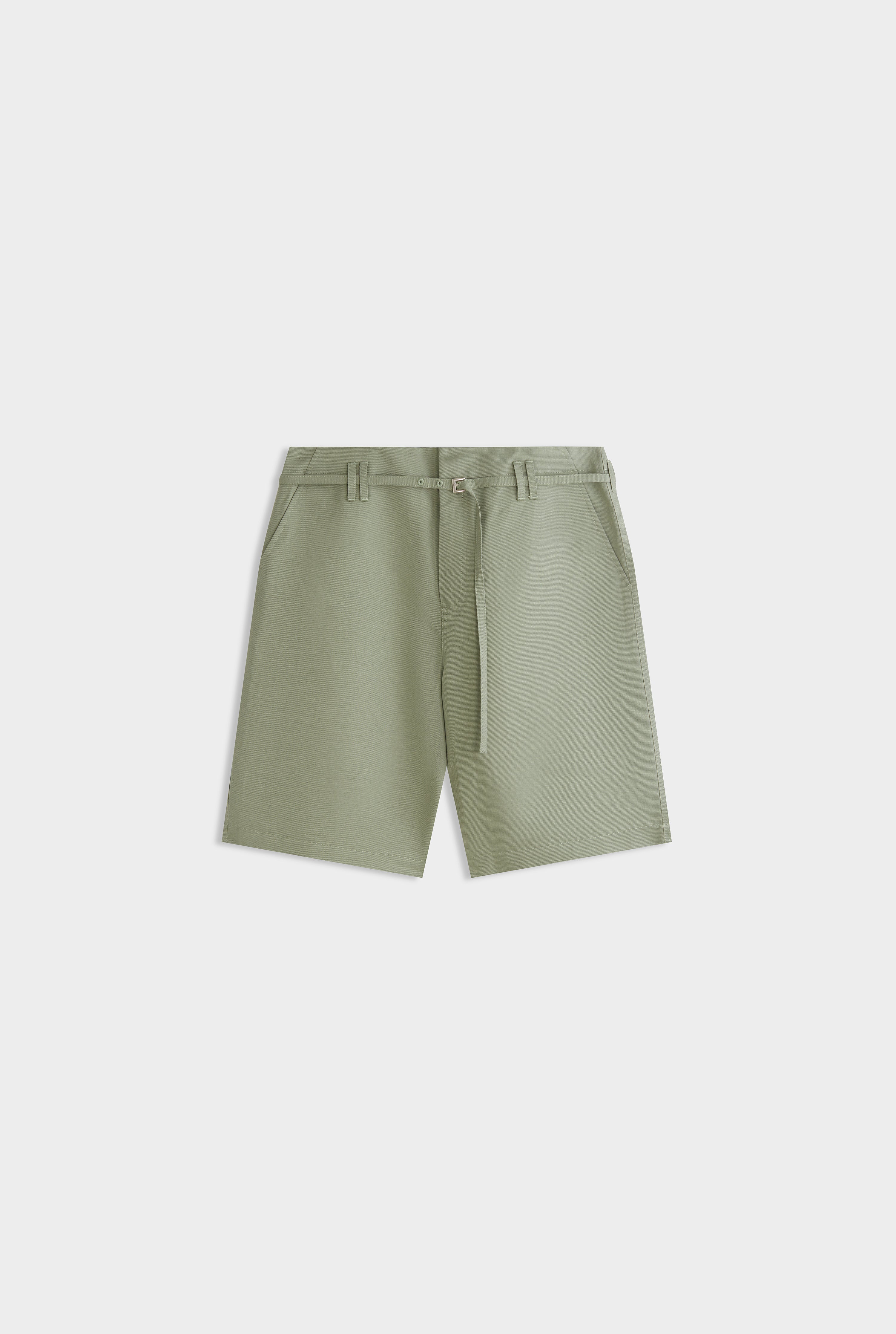 Cotton Twill Belt Detail Short - Deep Sage