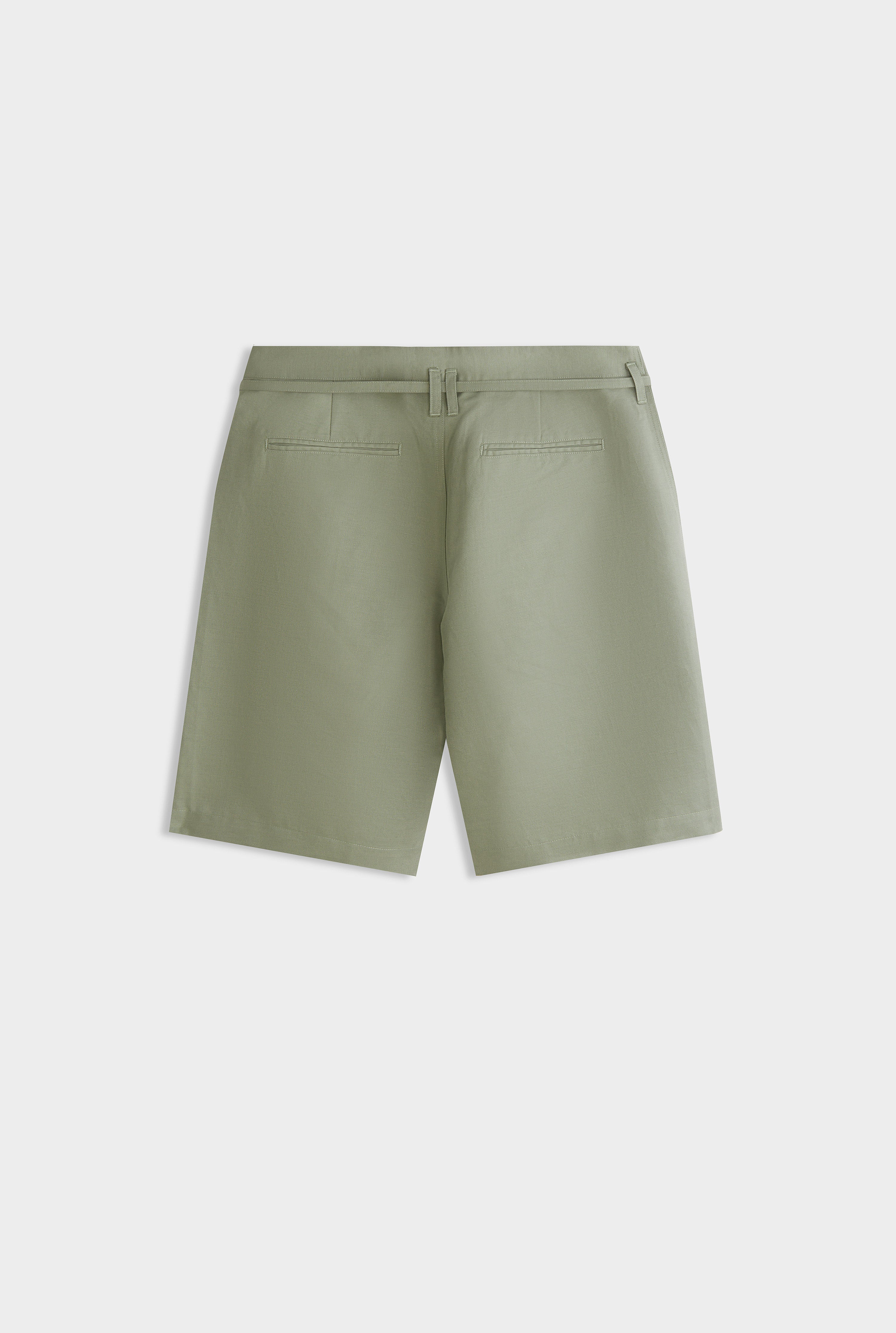 Cotton Twill Belt Detail Short - Deep Sage