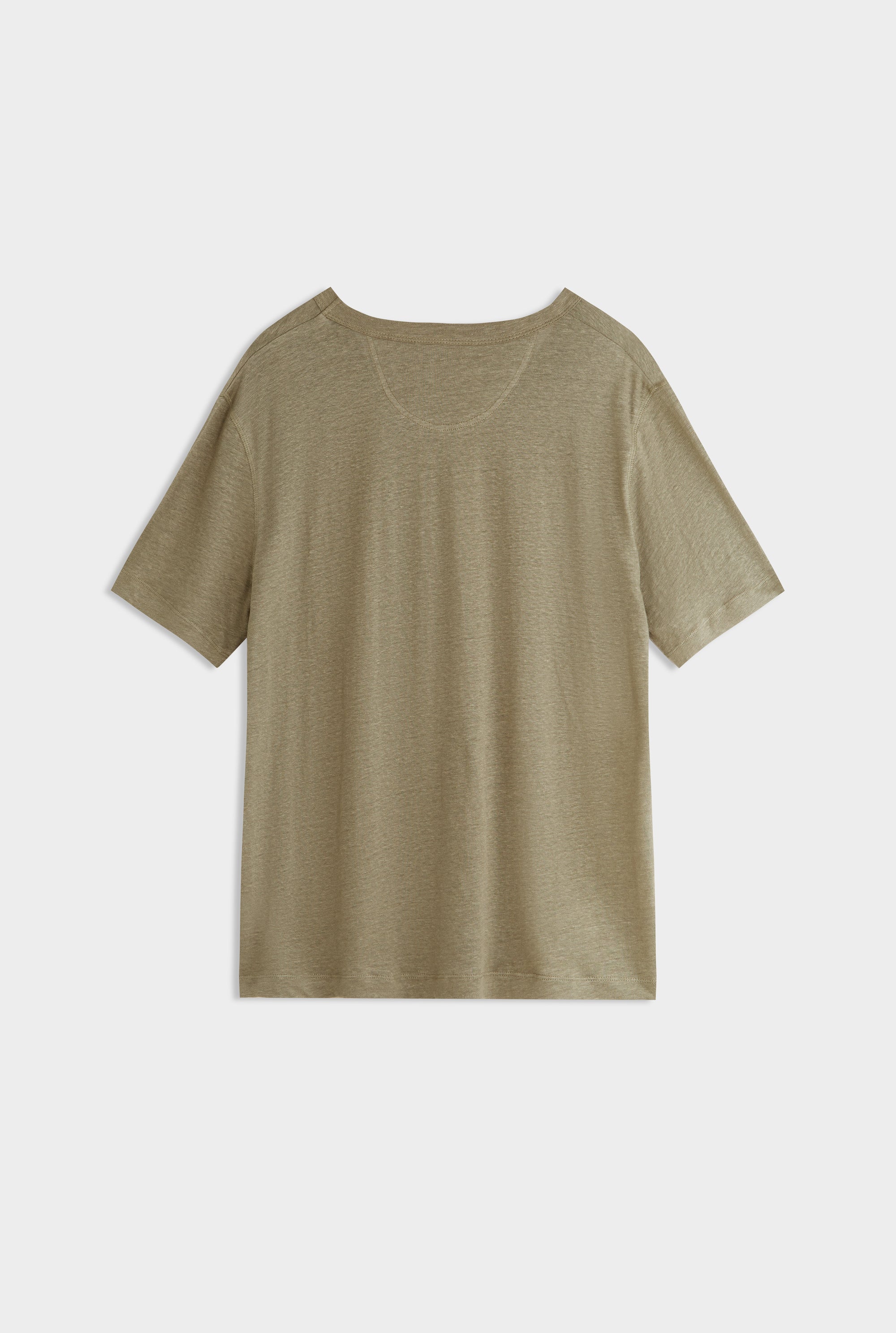 Coverstitch Linen T-Shirt - Dried Moss