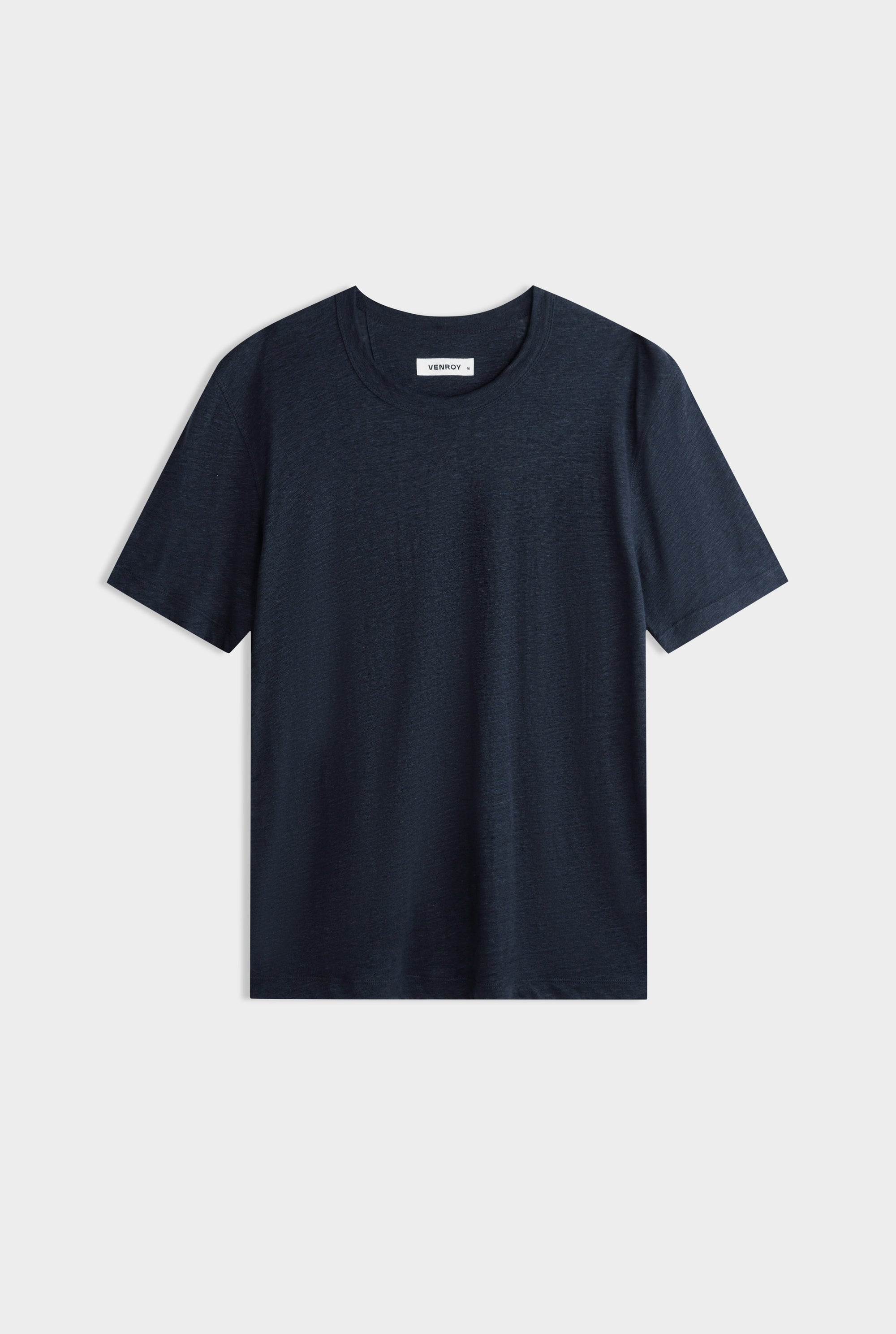 Coverstitch Linen T-Shirt - Navy