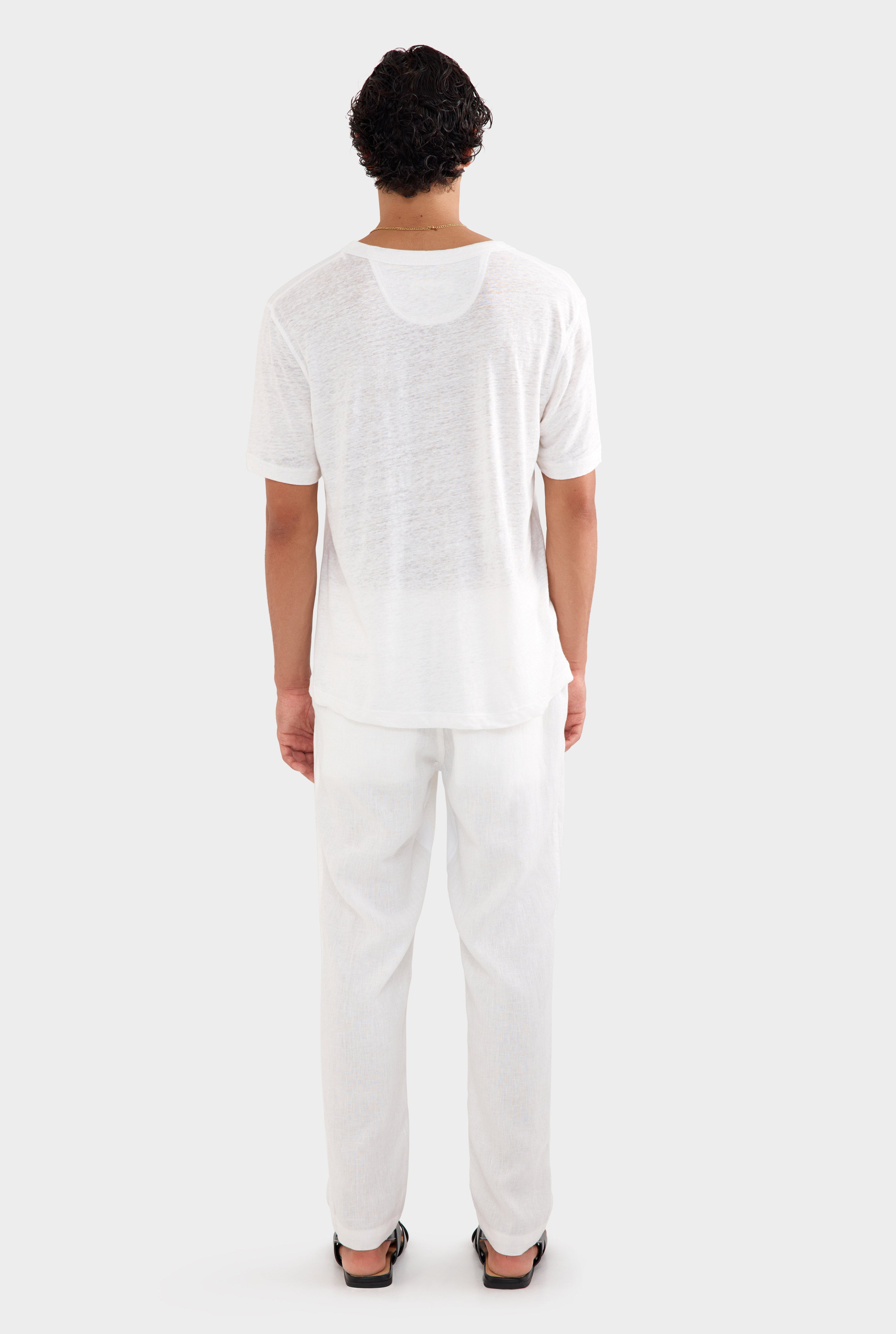 Coverstitch Linen T-Shirt - White