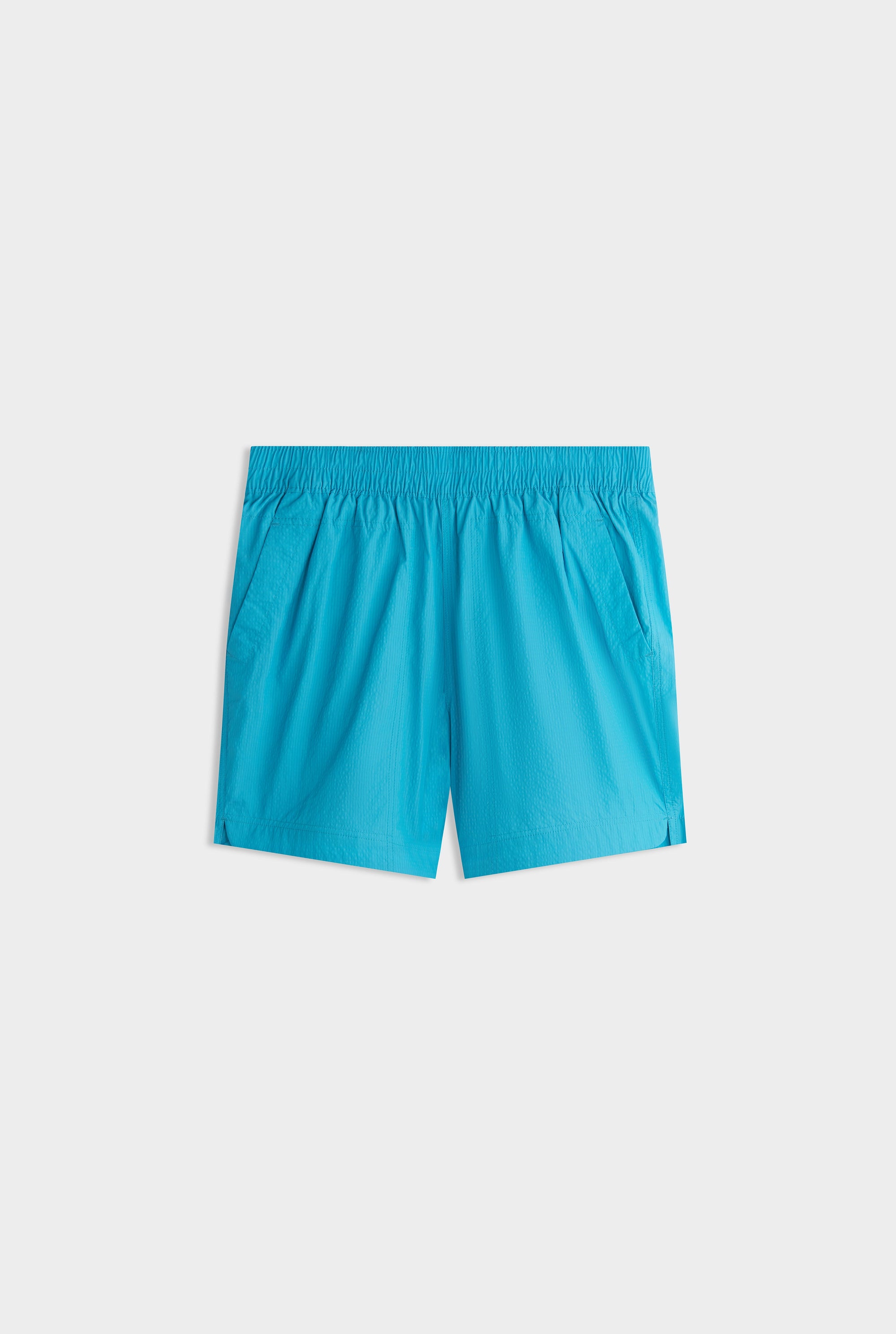 Curved Hem Swim Short - Aqua Blue