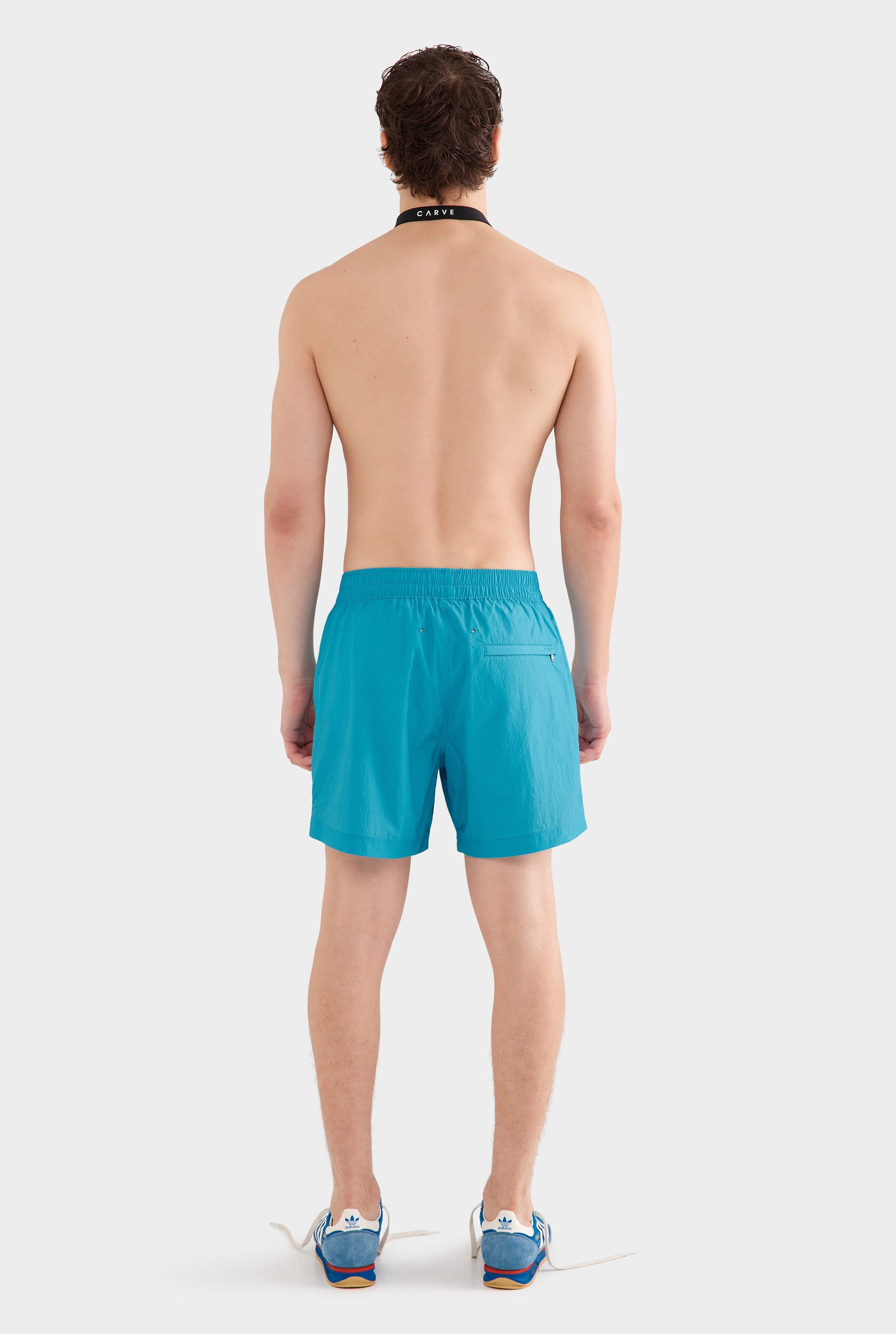 Curved Hem Swim Short - Aqua Blue