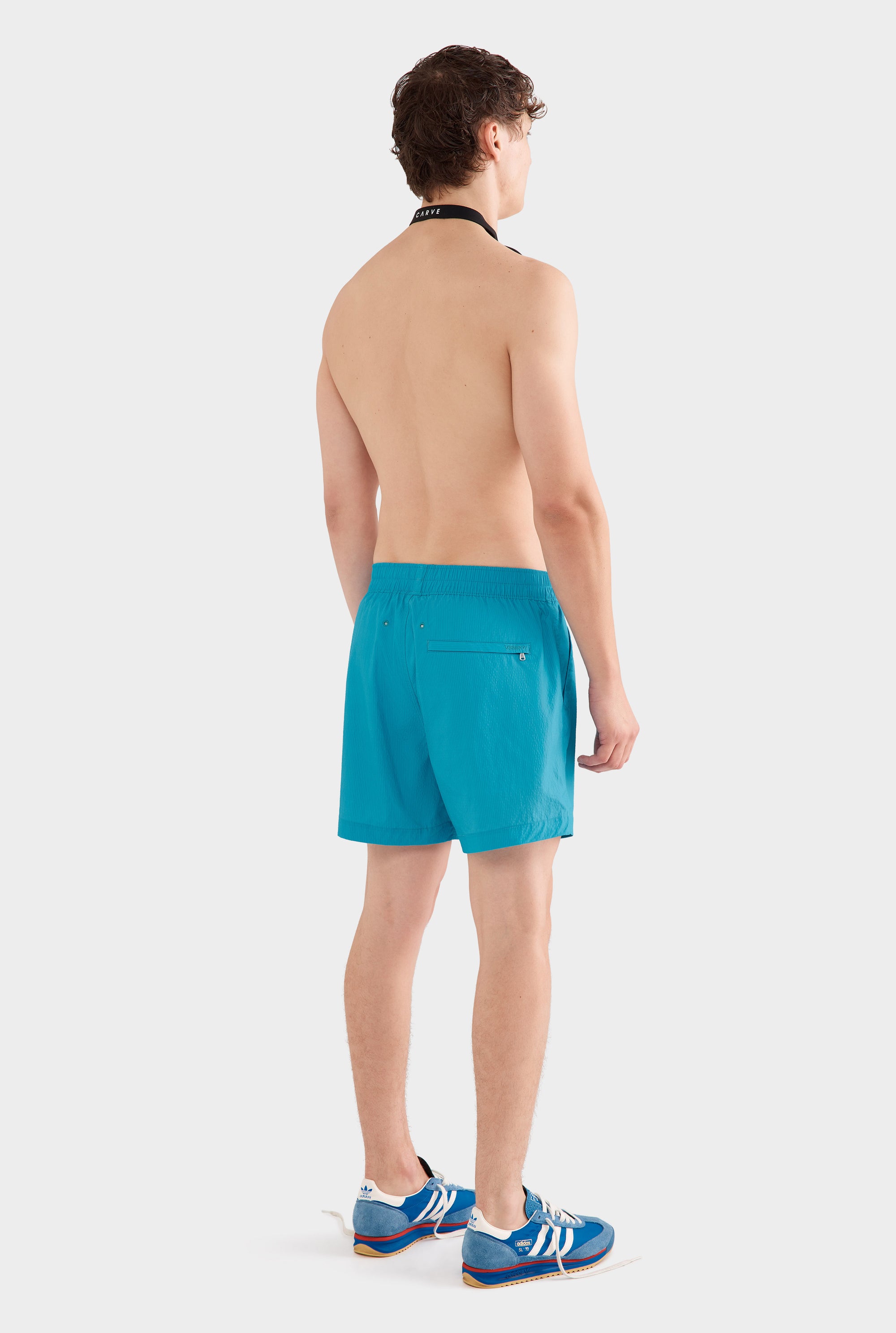 Curved Hem Swim Short - Aqua Blue