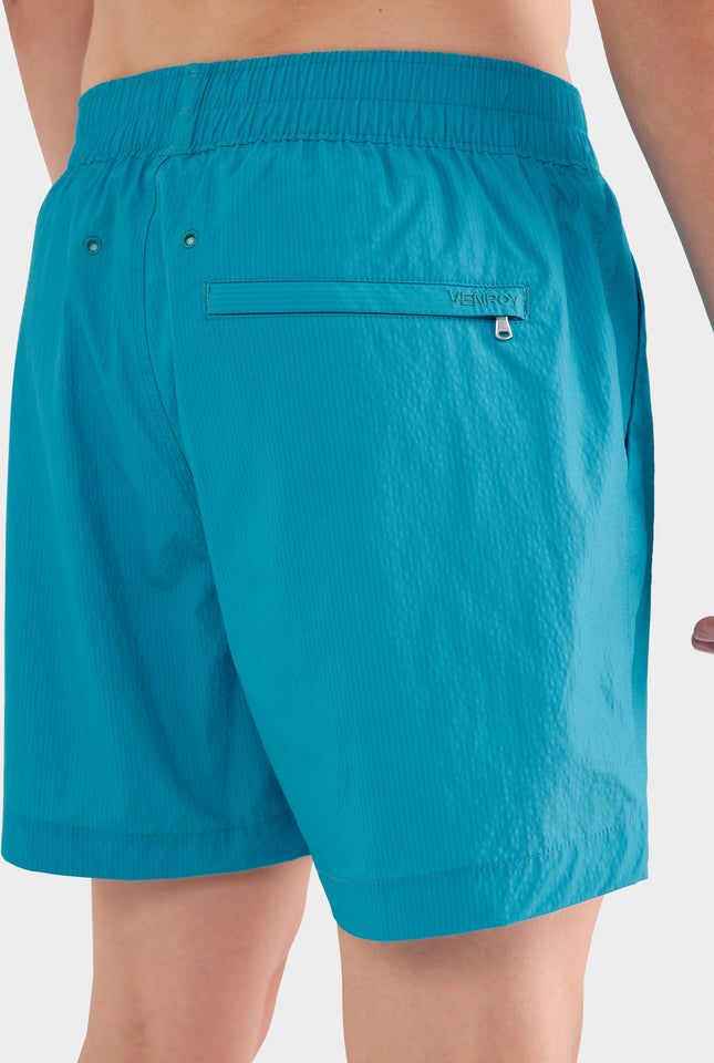 Curved Hem Swim Short - Aqua Blue