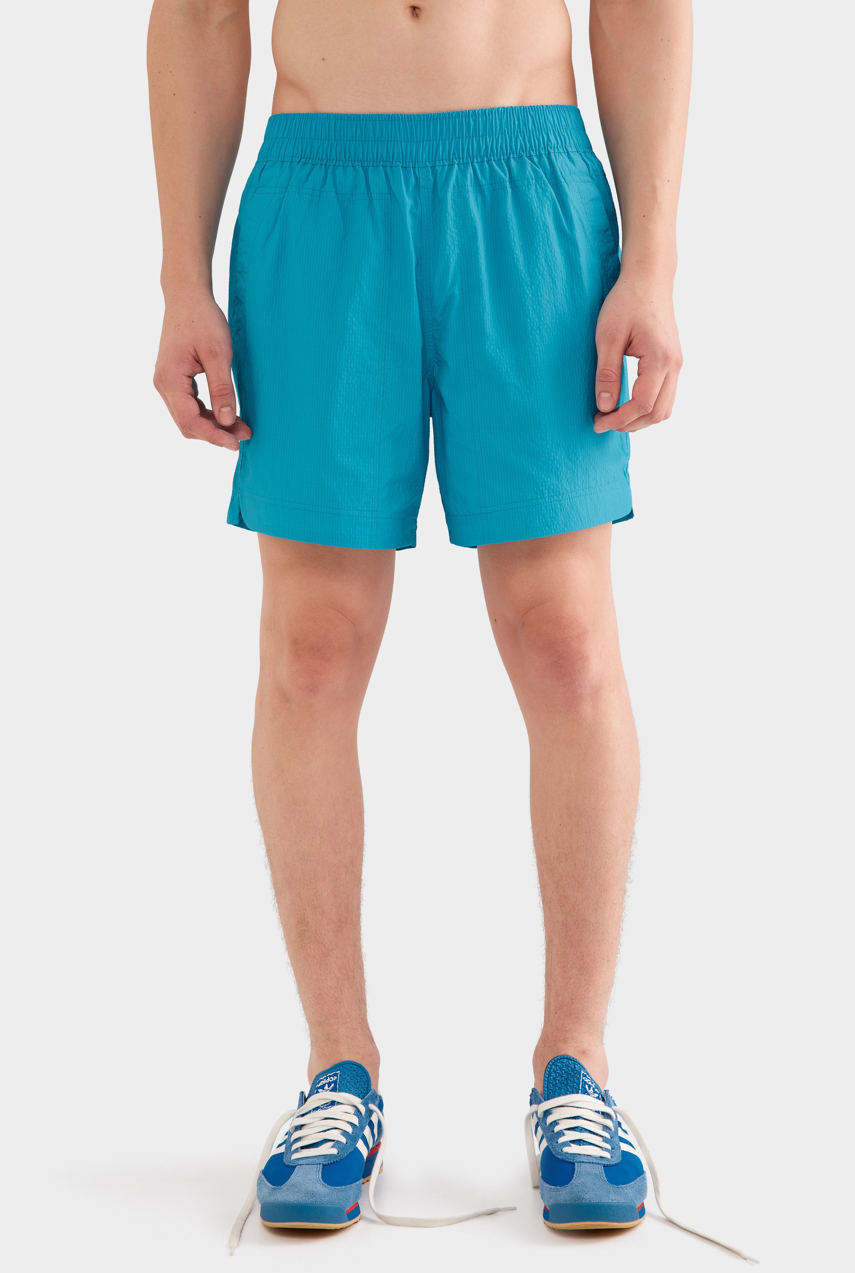 Curved Hem Swim Short - Aqua Blue