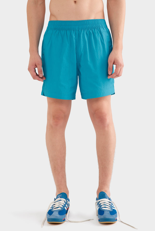 Curved Hem Swim Short - Aqua Blue