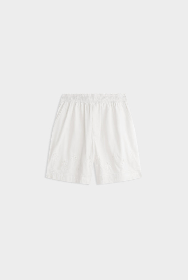 Embroidered Cotton Short - Off White