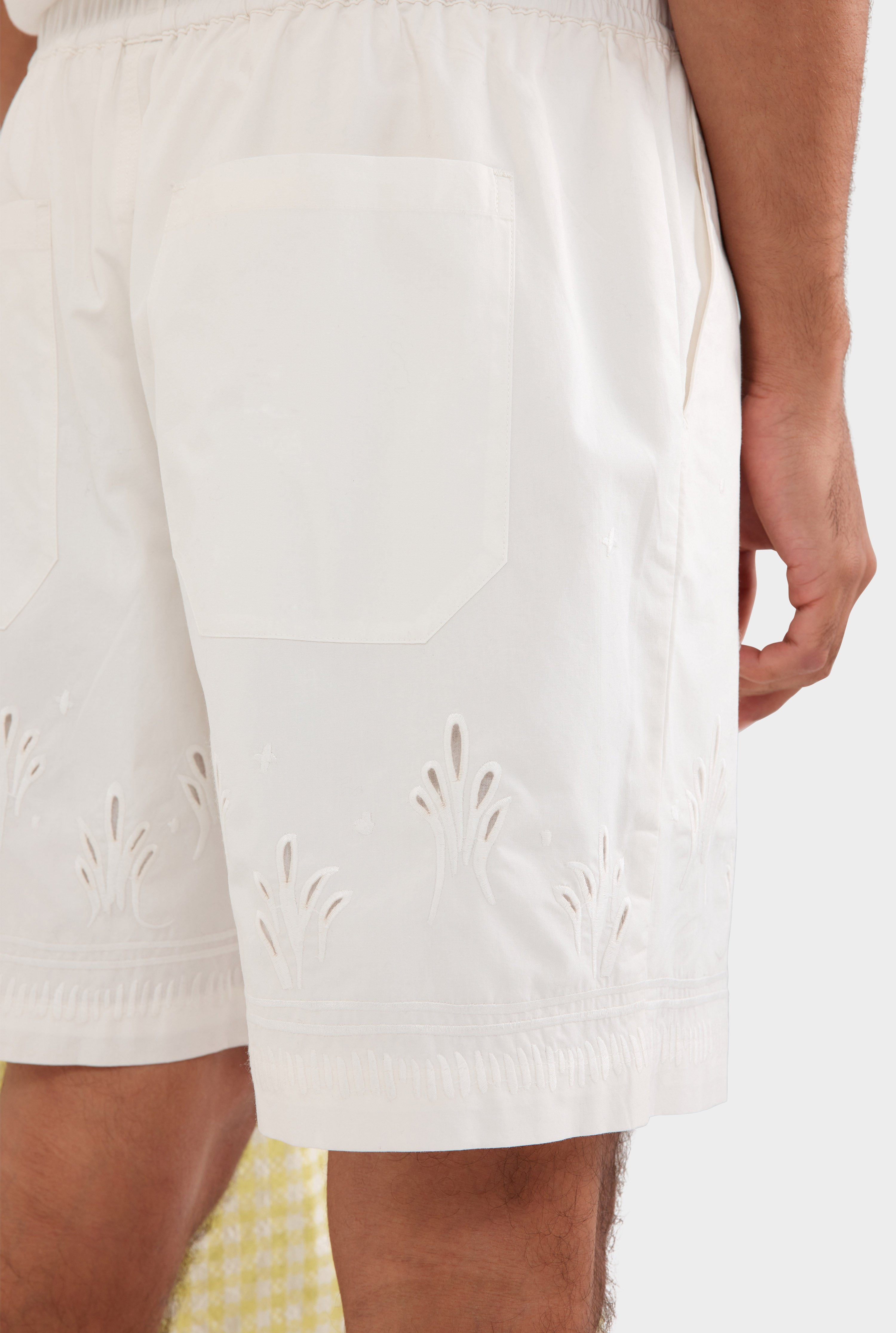 Embroidered Cotton Short - Off White