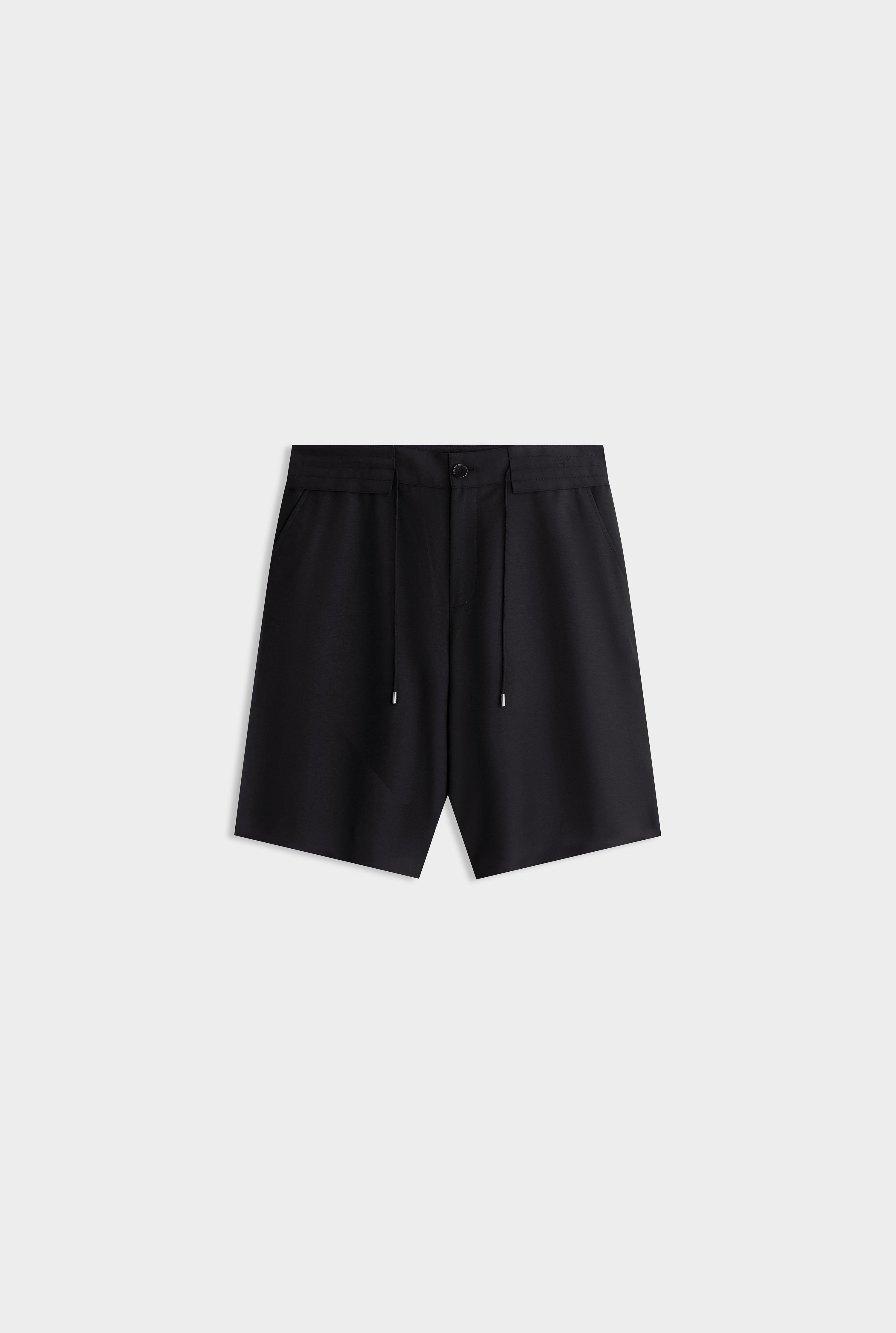 Fixed Waist Wool Short - Black