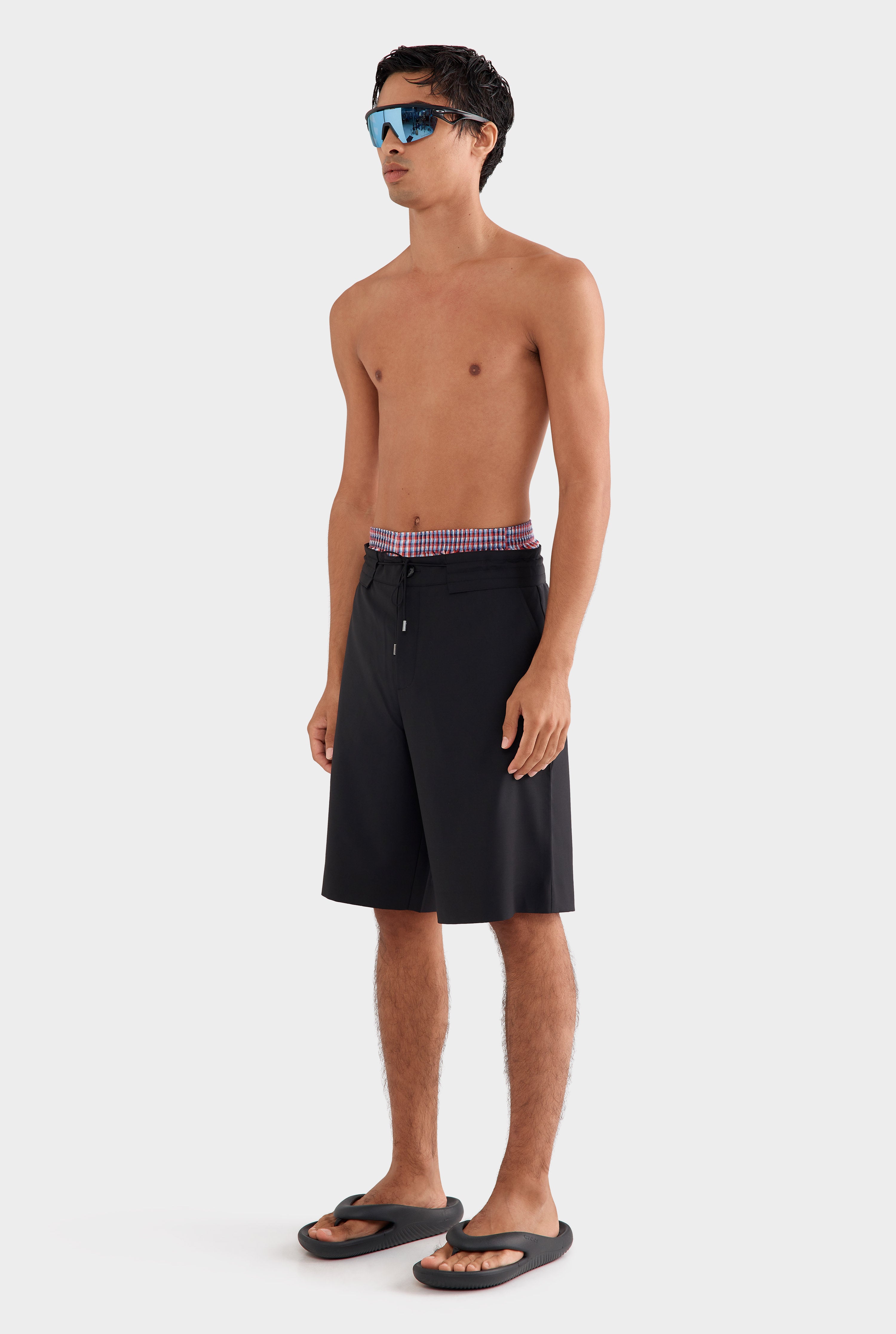 Fixed Waist Wool Short - Black