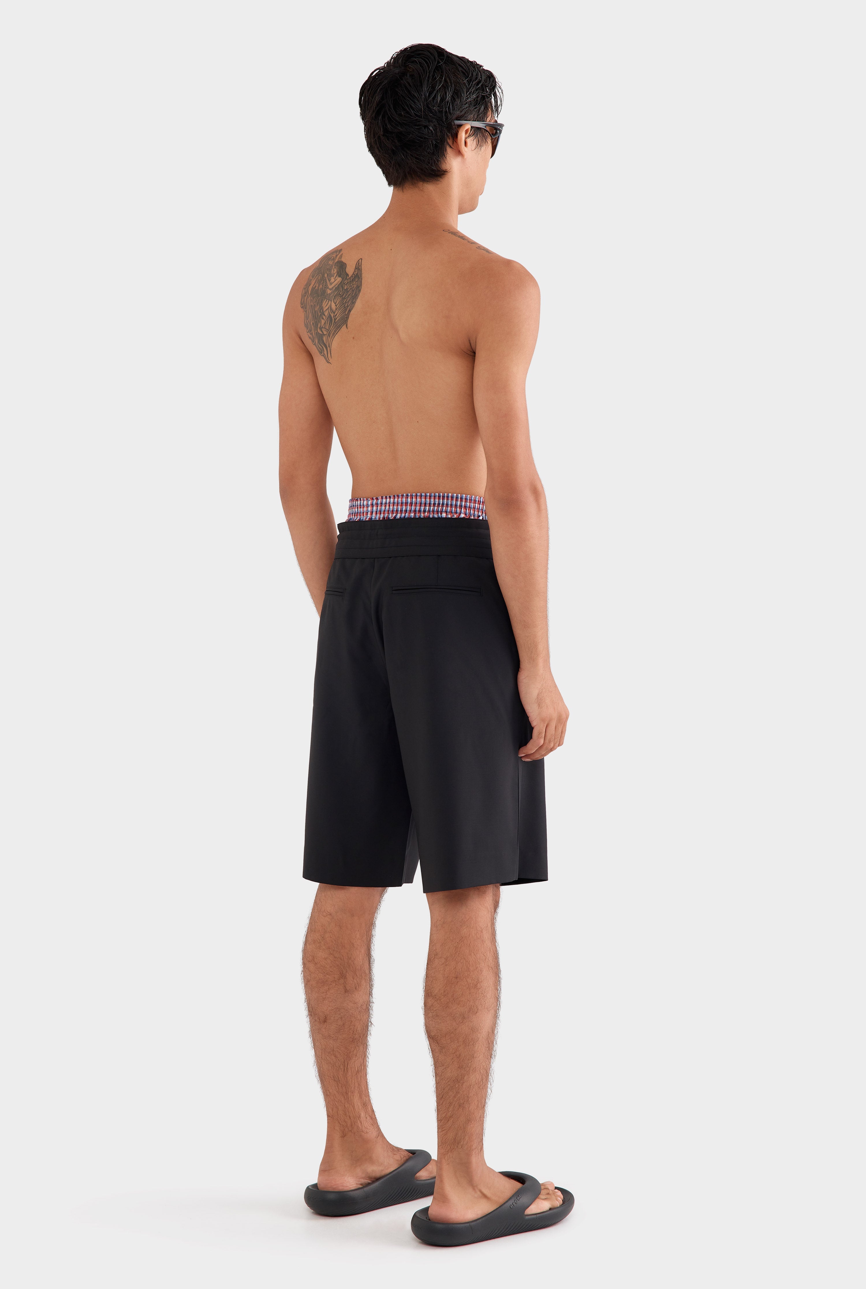 Fixed Waist Wool Short - Black