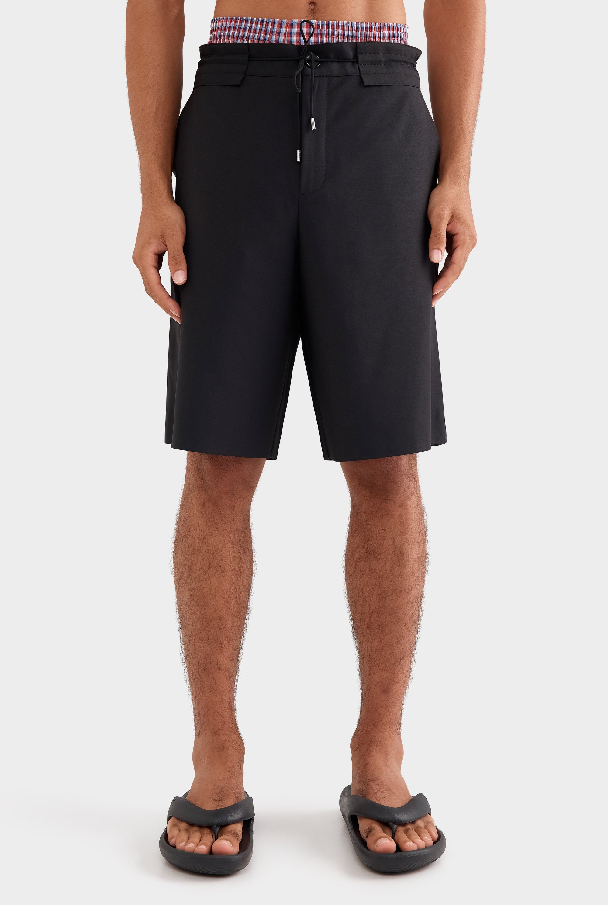 Fixed Waist Wool Short - Black