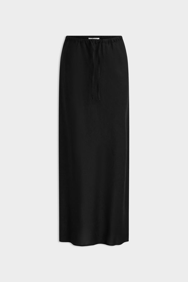 Drawstring Bias Skirt - Black