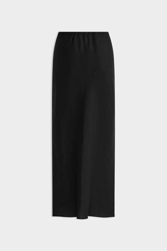 Drawstring Bias Skirt - Black