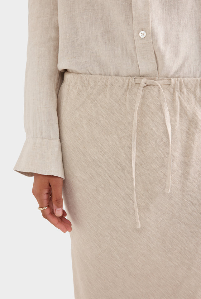 Drawstring Bias Skirt - Sand