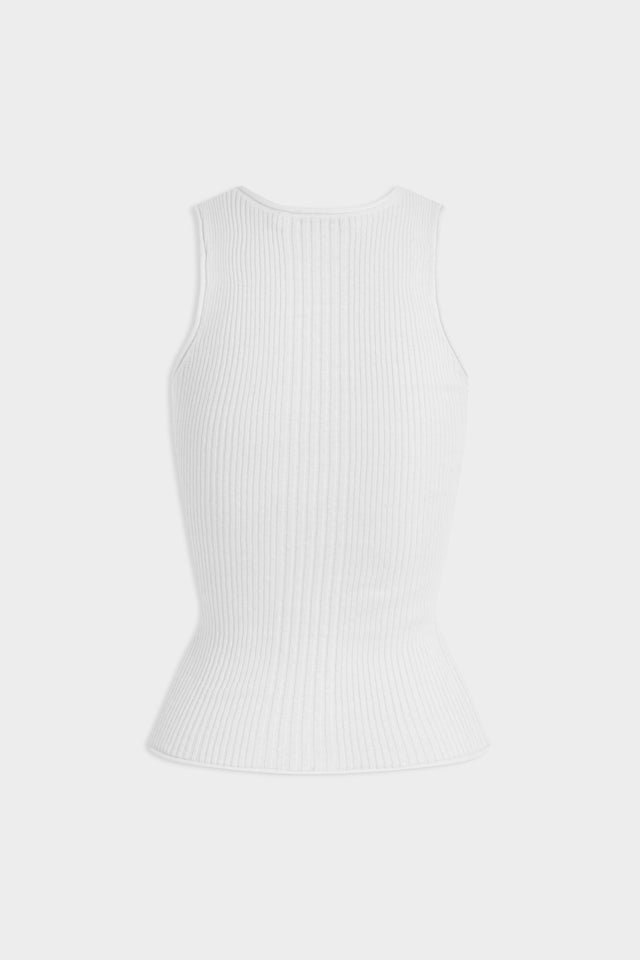 Fitted Rib Tank - Off White