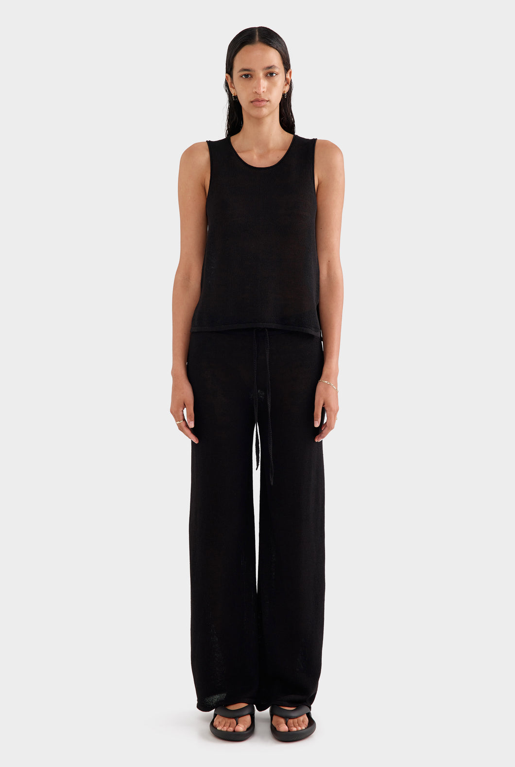 Linen Knitted Pant - Black