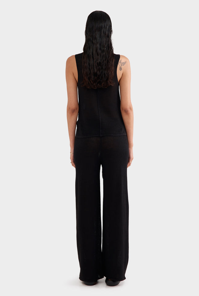 Linen Knitted Pant - Black