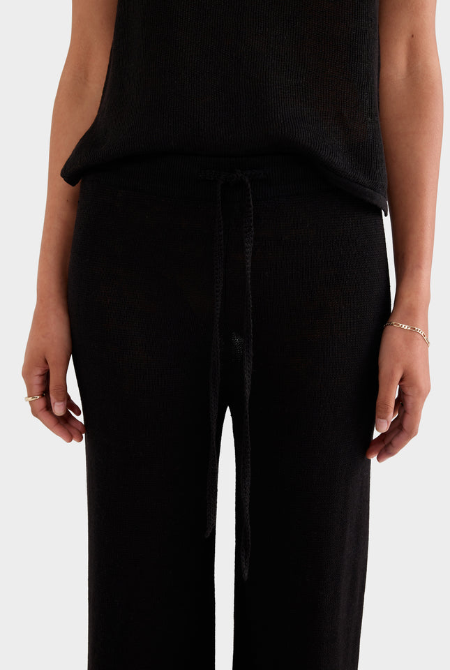 Linen Knitted Pant - Black