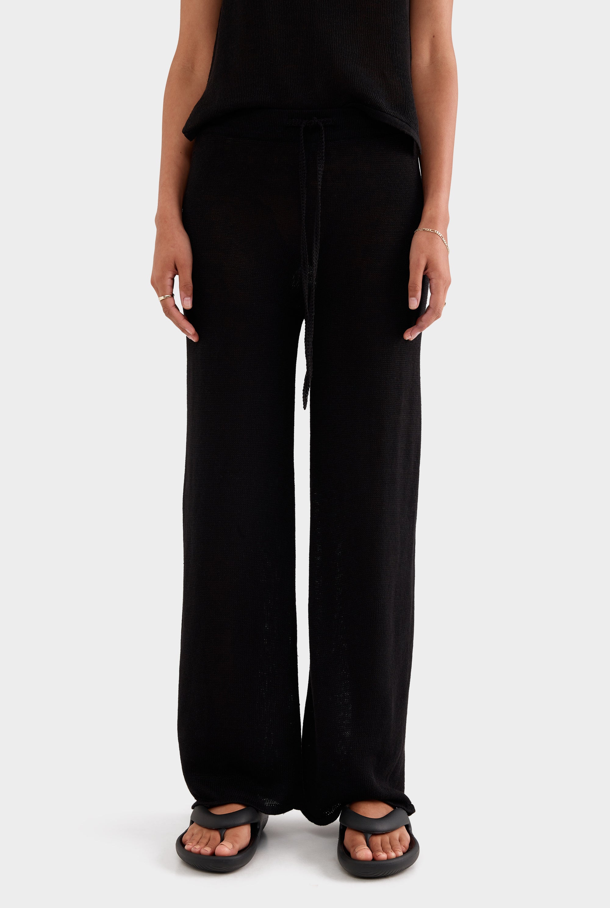 Linen Knitted Pant - Black