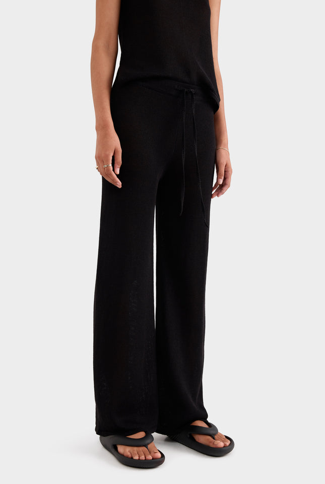 Linen Knitted Pant - Black