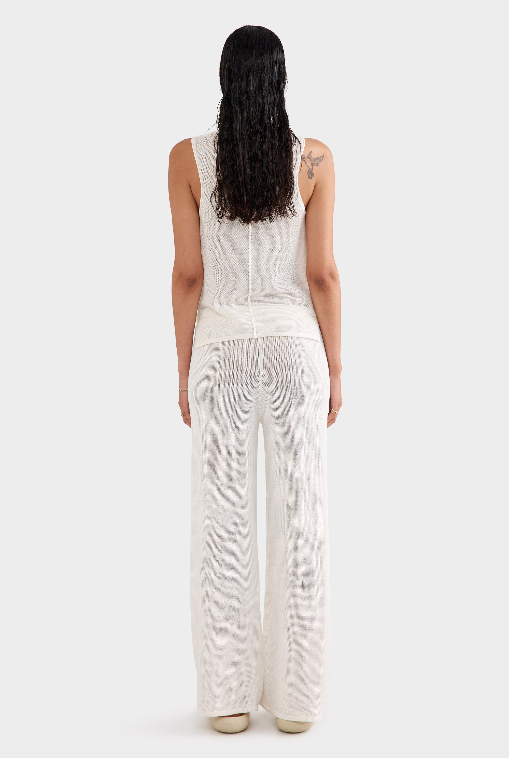 Linen Knitted Pant - Off White