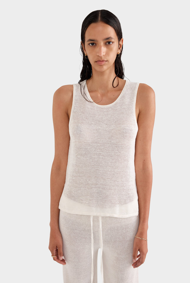 Linen Knitted Tank - Off White