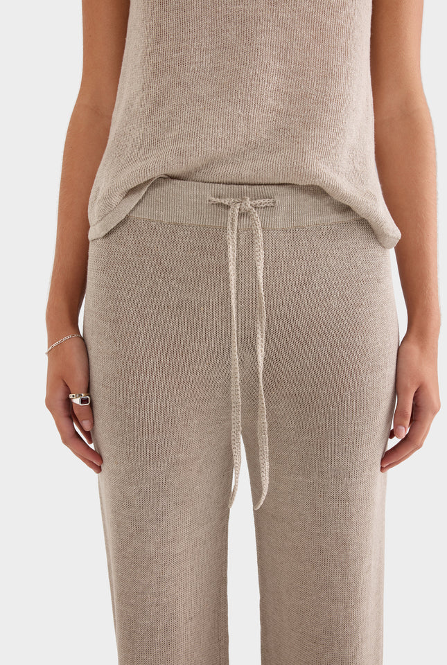 Linen Knitted Pant - Taupe