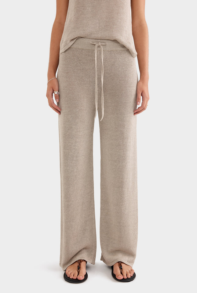 Linen Knitted Pant - Taupe