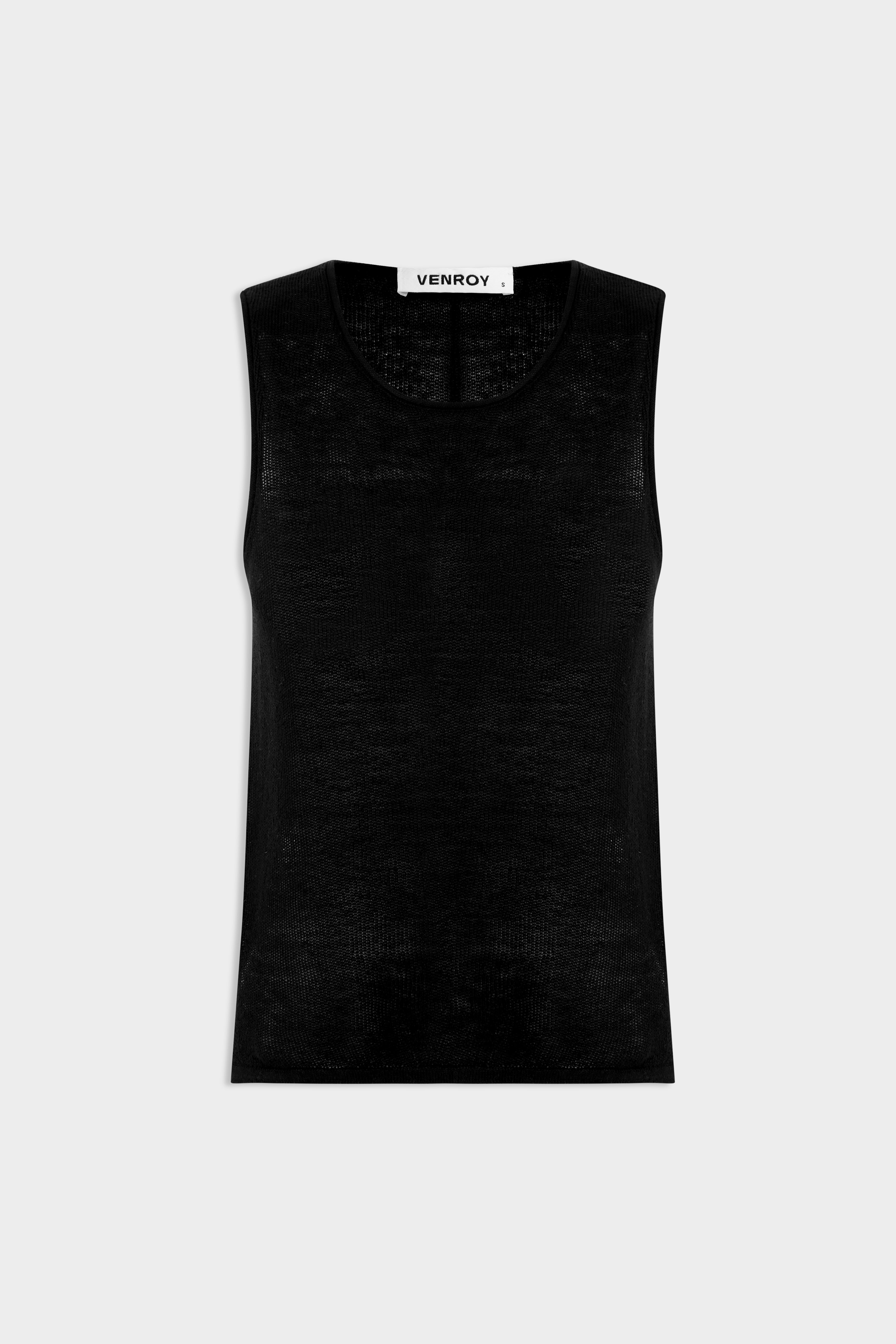 Linen Knitted Tank - Black